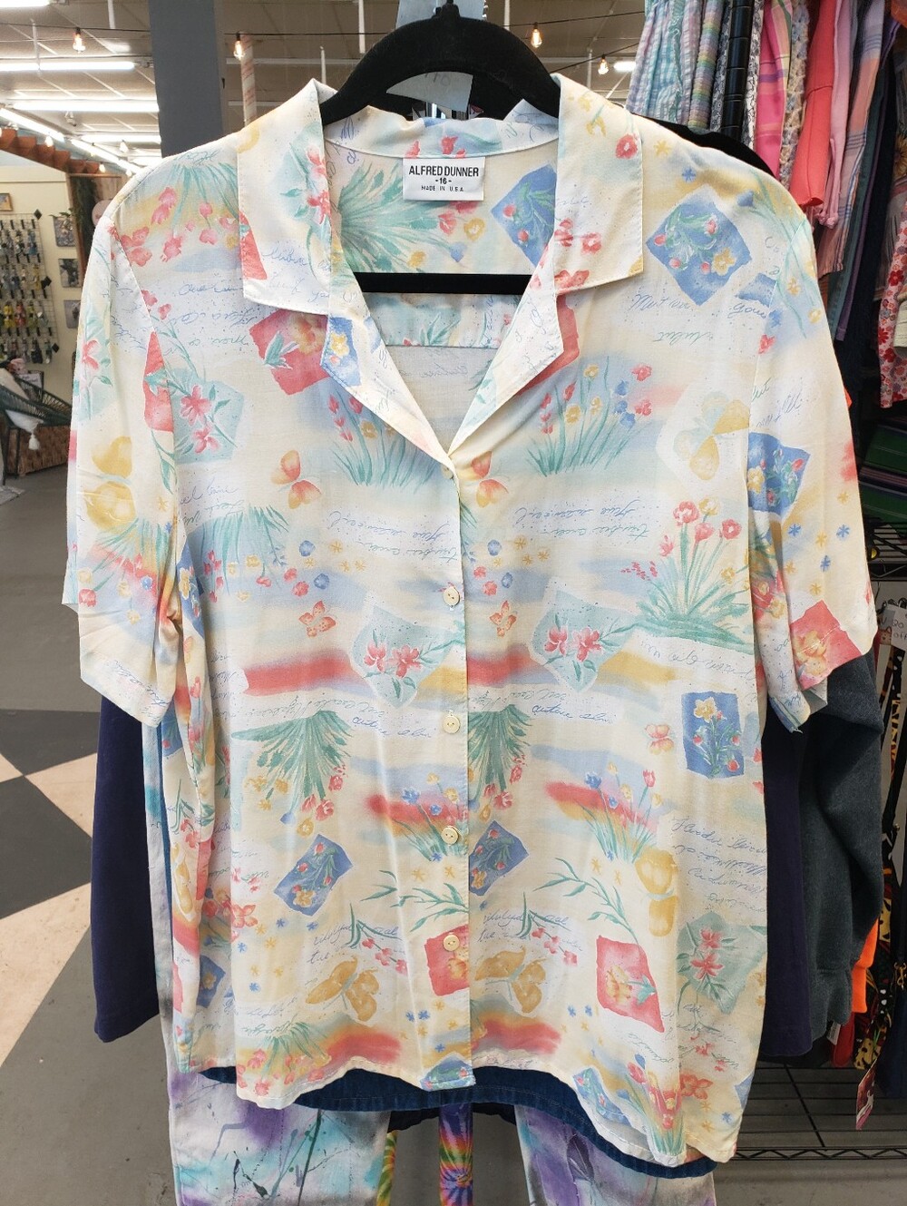 Vintage 1990s 90s Floral Garden Spring Summer Button Up